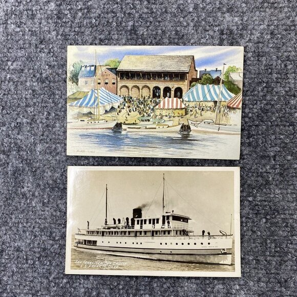 VTG Ships‎ Postcard Lot Of 11 Nautical Seafaring Cruise Military Masted Canal - Picture 3 of 16